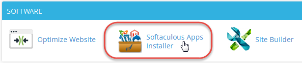 Softaculous under the Software section in cPanel