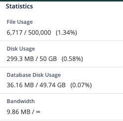The File Usage figure in the cPanel Statistics sidebar