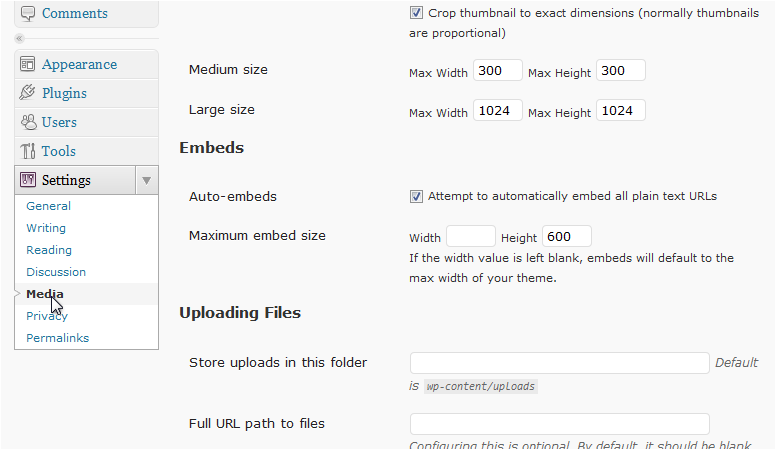 Privacy settings menu