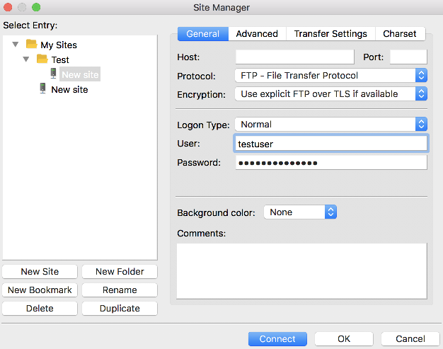 Password field and Connect button