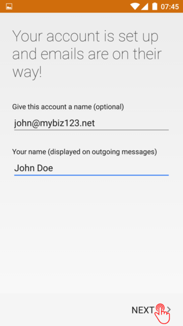 Account name screen