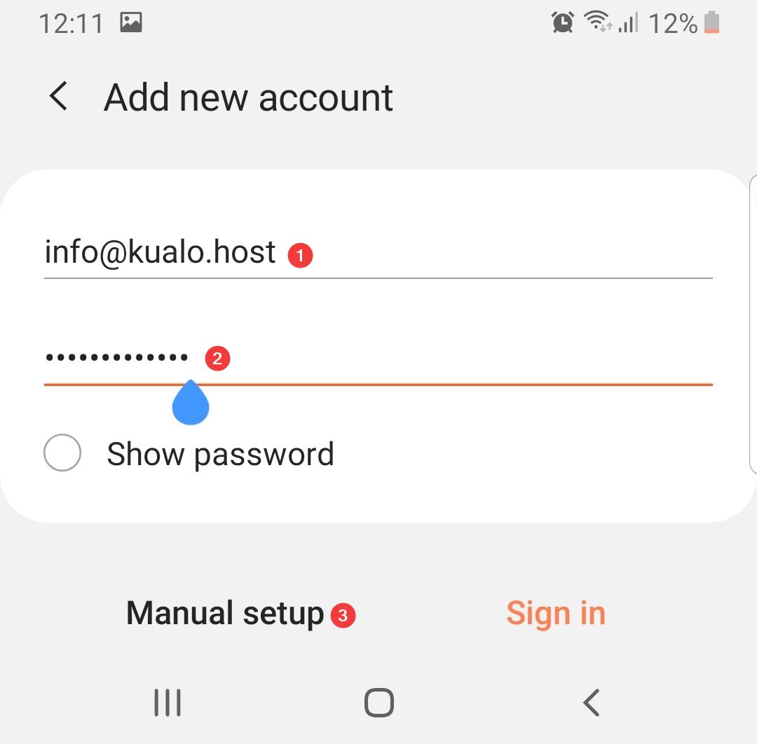 Email and password entry screen
