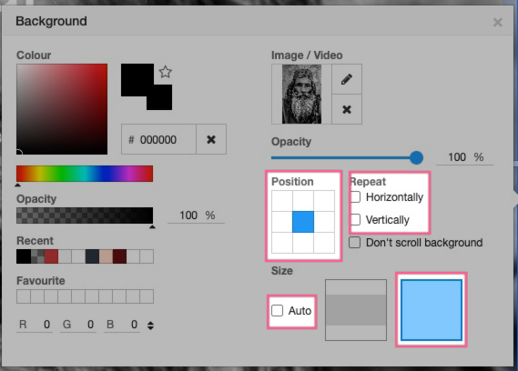 Background fill settings