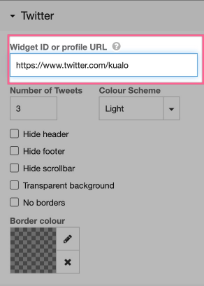 Twitter config panel