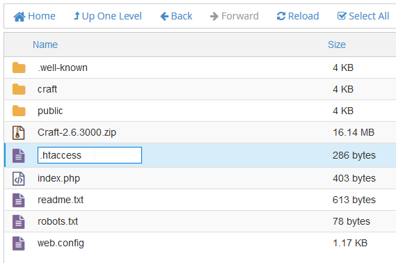 Renaming htaccess to .htaccess