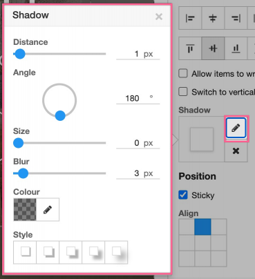 Header with shadow applied