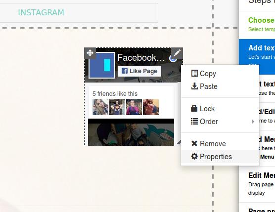Facebook widget properties