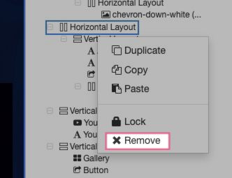 Page Structure view with an element selected for removal