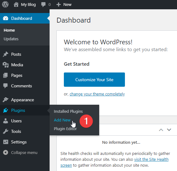 WordPress Plugins menu