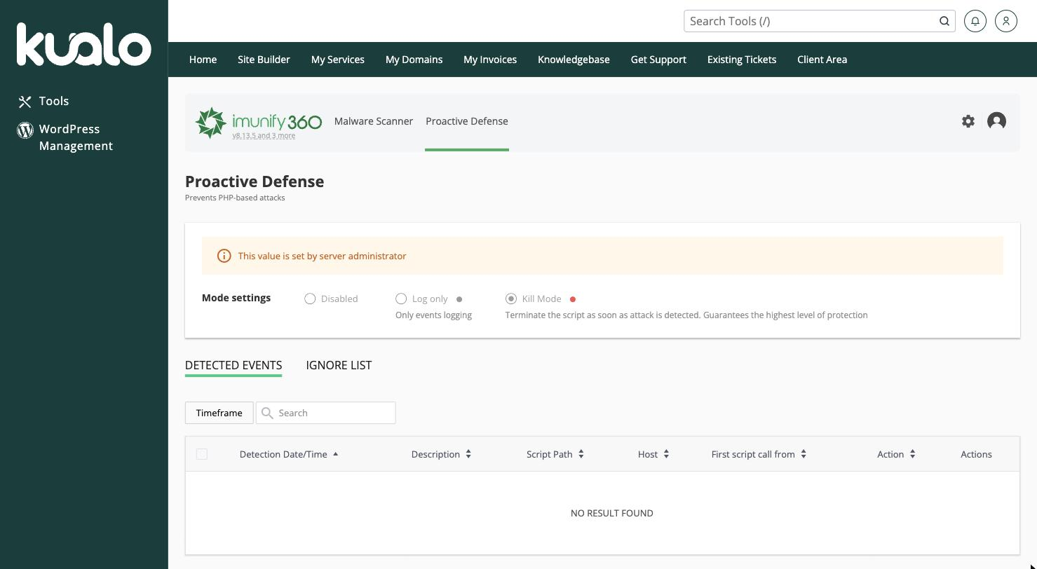 Imunify360 Proactive Defense in cPanel