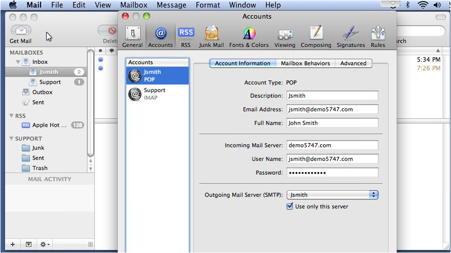 Accounts tab