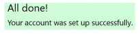 Account successfully added confirmation