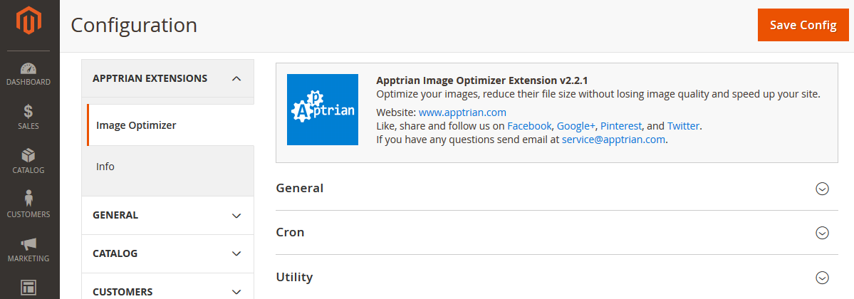 Apptrian Extensions in Stores > Configuration