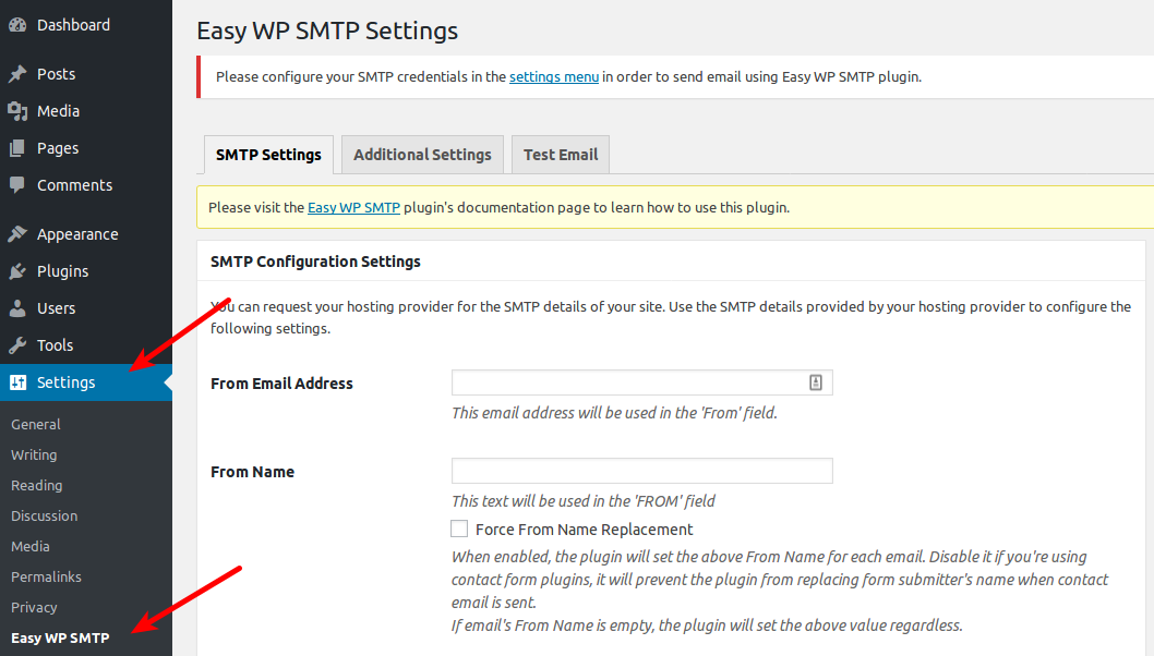 Settings for Easy WP SMTP