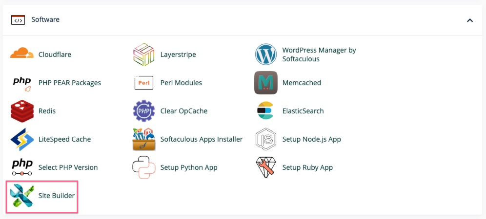 Site Builder link in cPanel Software section